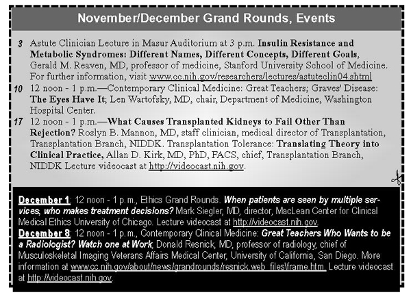 schedule for grand rounds lectures