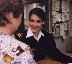 picture of Lisa Marunycz talking with a coworker
