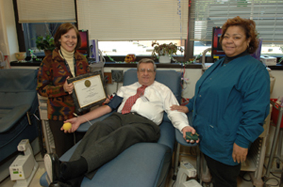 NIH Blood Bank's 200th donor.
