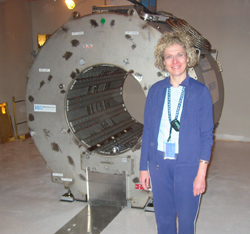 Dr. Elizabeth Jones stands by one of the new MRIs.
