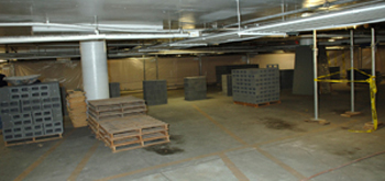 Inside the P1 parking garage construction area