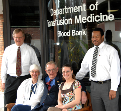DTM staff with Al Whitney before his platelet donation