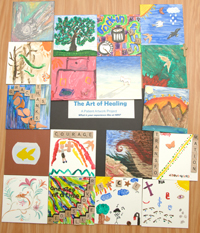 Collection of tiles created by patients as part of a summer art project
