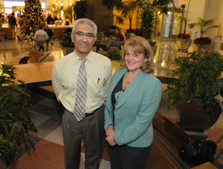 Drs. Wallen and Shah in the atrium.