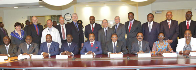 NIH officials and Presidents, ambassadors and other government officials from Tanzania and the Republic of the Congo