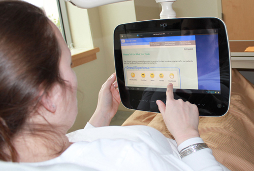 a person using the feedback tool on a tablet