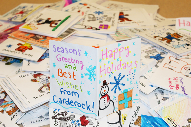 handmade holiday cards by Students at Carderock Springs Elementary School