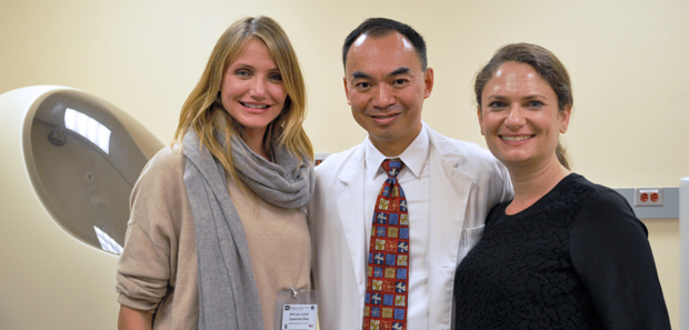 Cameron Diaz (left), Sandra Bark (right), and Dr. Kong Chen (center)
