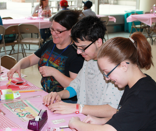 pediatric patients working on crafts
