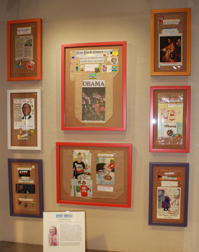 Judy Weisbergs's lunch bag creations on display
