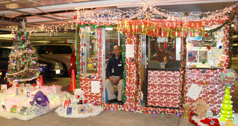 Parking booth attendants decorated their facilities to show holiday cheer.