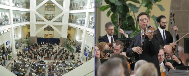 The National Symphony Orchestra performing at the Clinical Center atrium