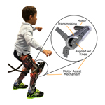Child wearing a pediatric exoskeleton