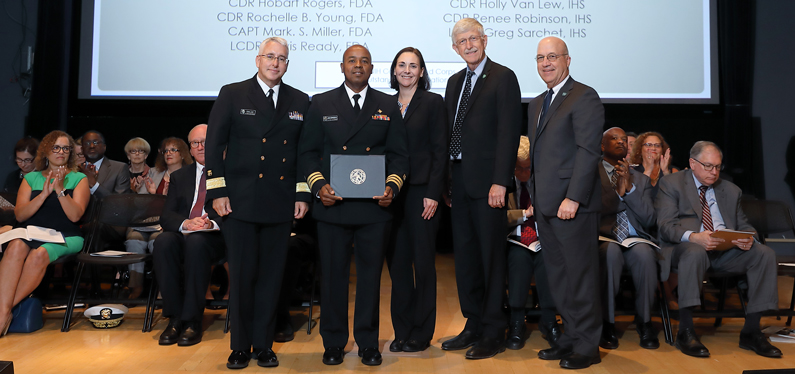 The 2019 PHS Commissioned Corps Awards recipients. Pictured from the Clinical Center, CDR Fortin S. Georges (second from left)