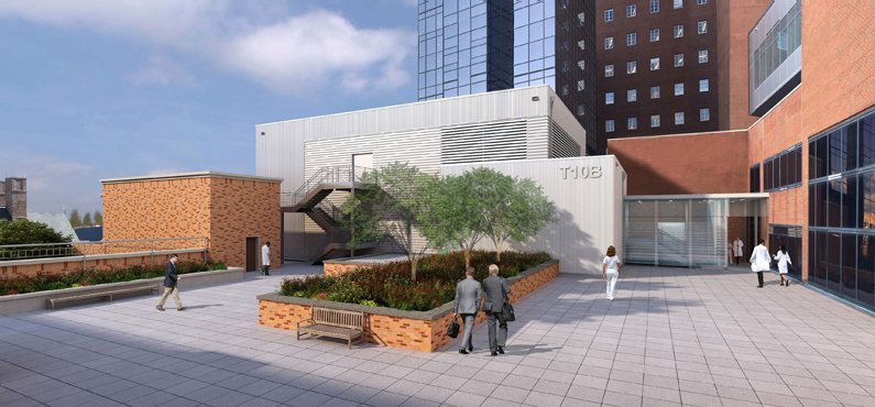 Graphic model of new facility on the Southeast patio of the NIH Clinical Center