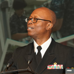 Retired Navy Capt. Pius A. Aiyelawo speaking at the NIH Veterans Day Celebration Nov. 7