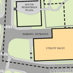 Schematic site plan of the utility vault and new parking garage