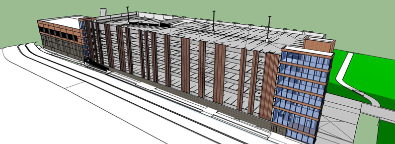 Conceptual rendering of the utility vault and new parking garage