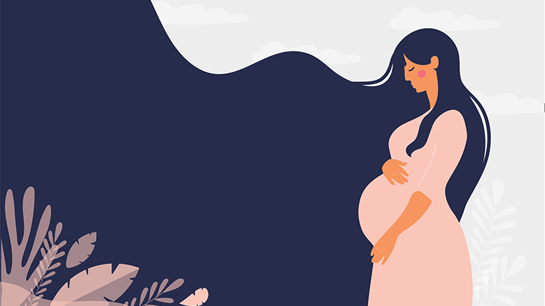 pregnant woman with flowing hair