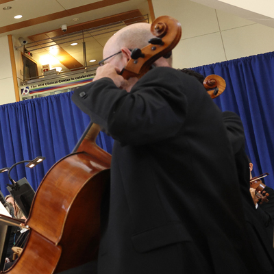 The National Symphony Orchestra performing in the hospital's atrium