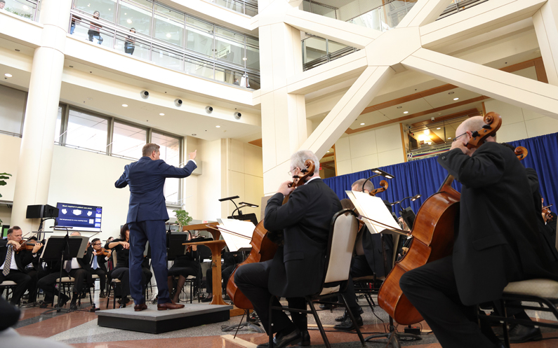 The National Symphony Orchestra concert performance in the hospital's atrium