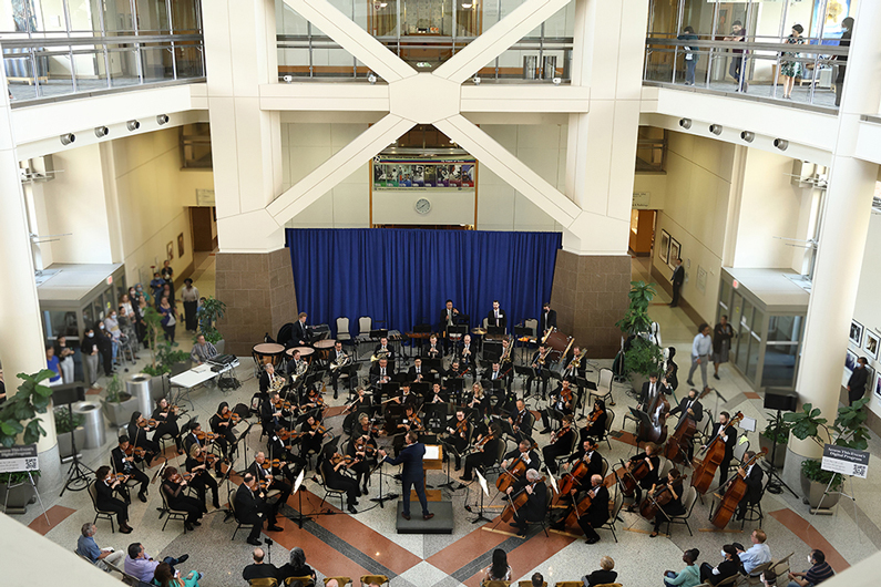 The National Symphony Orchestra performing in the CC North Atrium