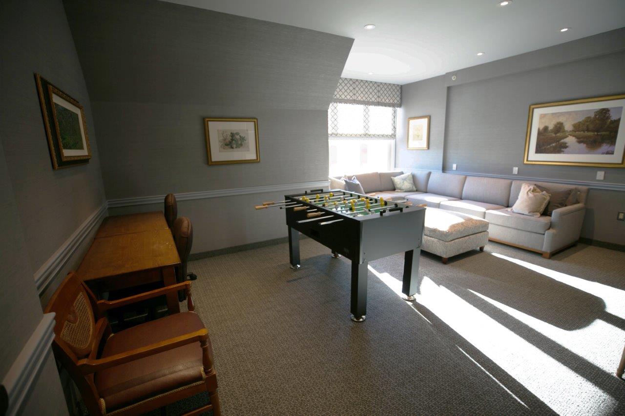The third floor lounge offers an area for recreation.