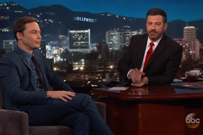 Jimmy Kimmel speaking with Jim Parsons