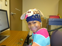 child with head gear