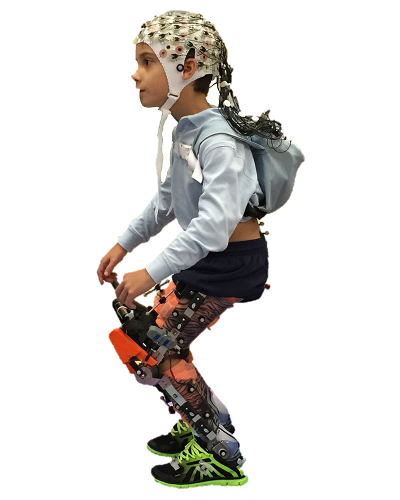 Example of collection of EEG, motion capture, and EMG muscle activity during use of the robotic exoskeleton