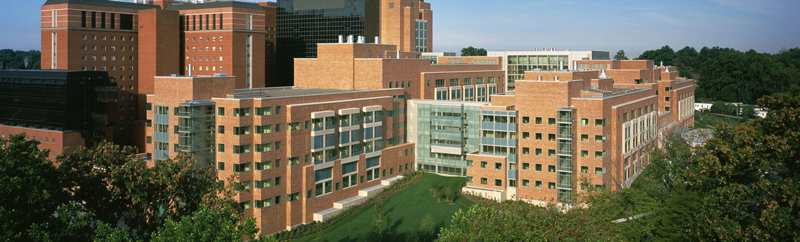 aerial view of the NIH Clinical Center near the North Entrance